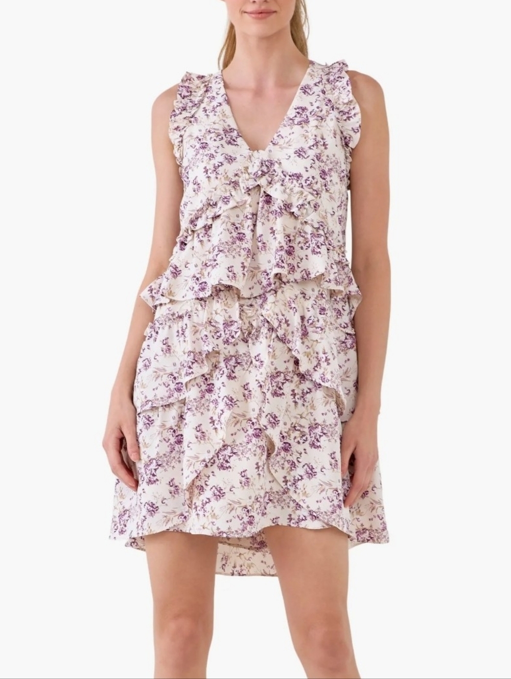 Floral Sleeveless Ruffle Mini dress Endless Rose NWT